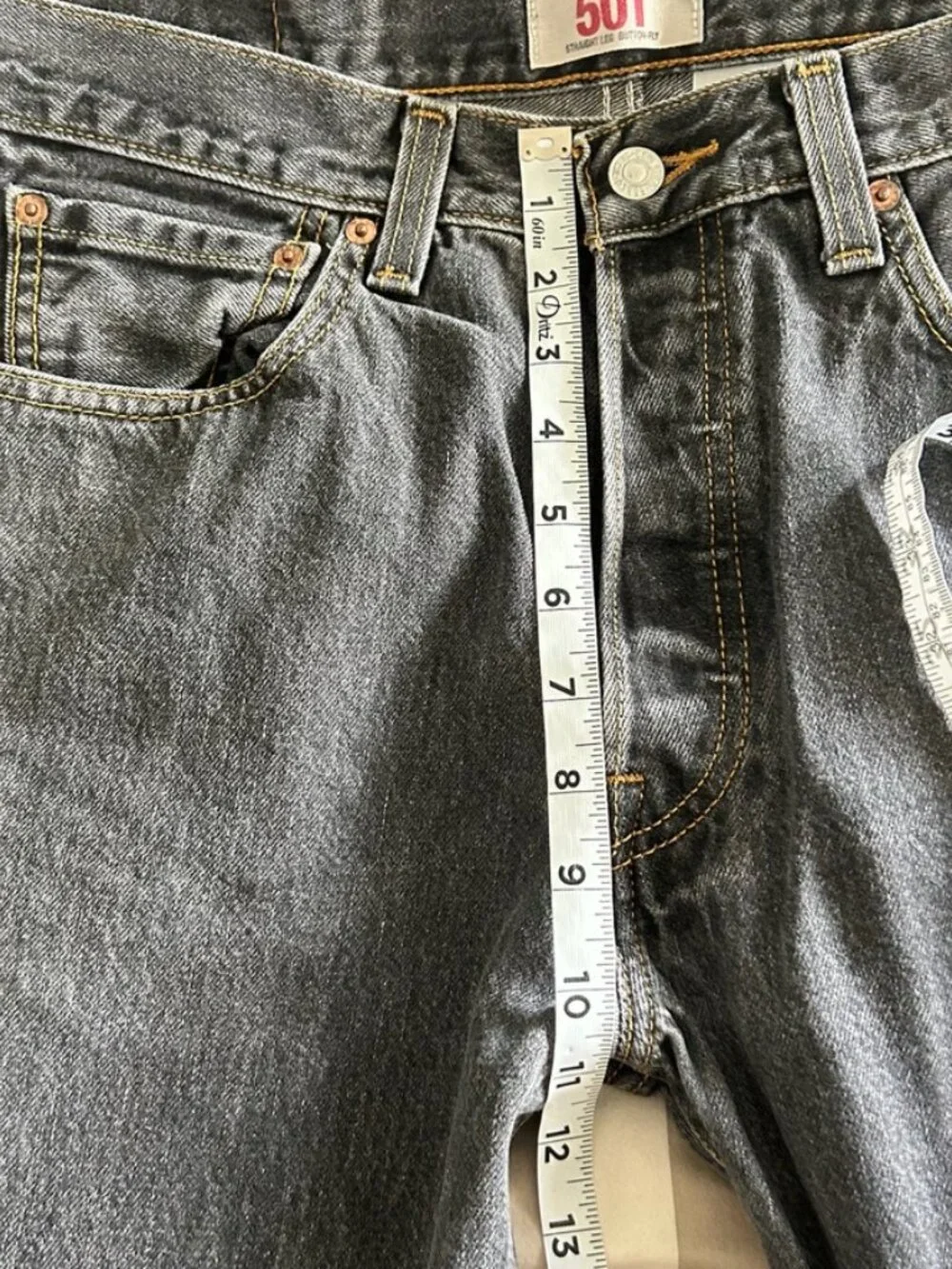 2000's Levi's 501 Straight Leg Button Fly Faded Black Denim Jeans 34 x 30